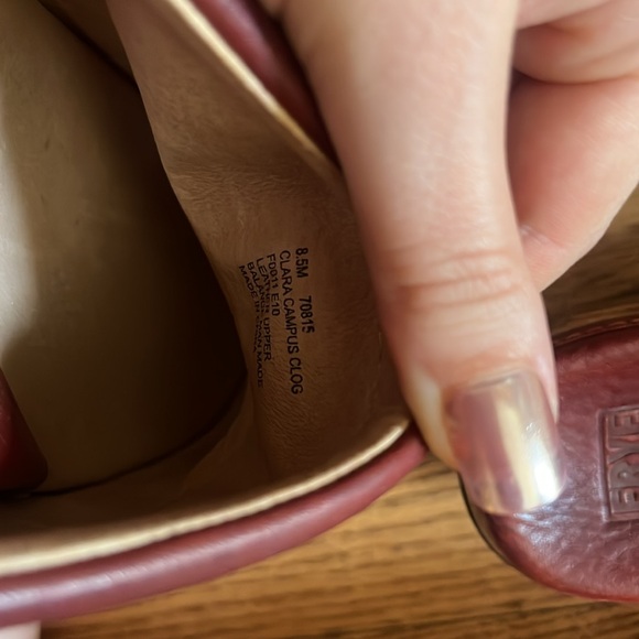 Frye Burgundy Clara Campus Leather Clogs with Studded Accents - Picture 9 of 9